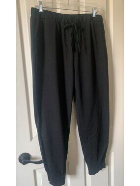 Black Elastic Waist Jogger Pants With Drawstring & Pockets